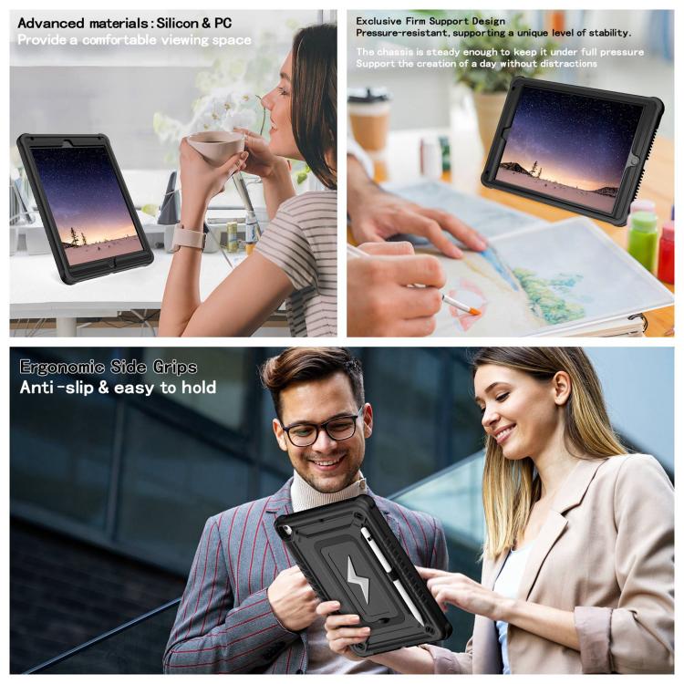 For iPad 9.7 2018 / Air / Air 2 Armor Bolt Shape Holder Silicone Hybrid PC Tablet Case