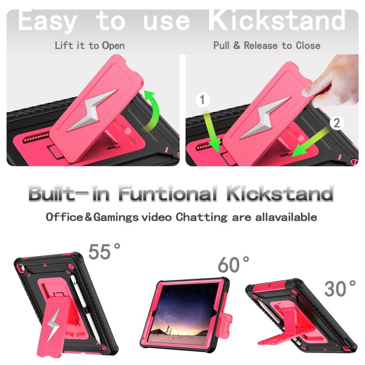 For iPad 9.7 2018 / Air / Air 2 Armor Bolt Shape Holder Silicone Hybrid PC Tablet Case