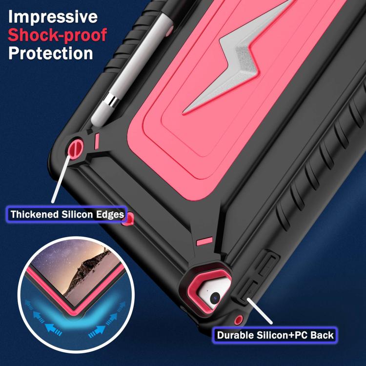 For iPad 9.7 2018 / Air / Air 2 Armor Bolt Shape Holder Silicone Hybrid PC Tablet Case