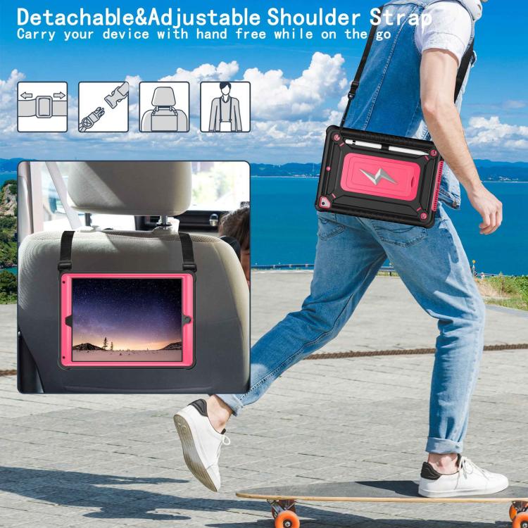 For iPad 9.7 2018 / Air / Air 2 Armor Bolt Shape Holder Silicone Hybrid PC Tablet Case