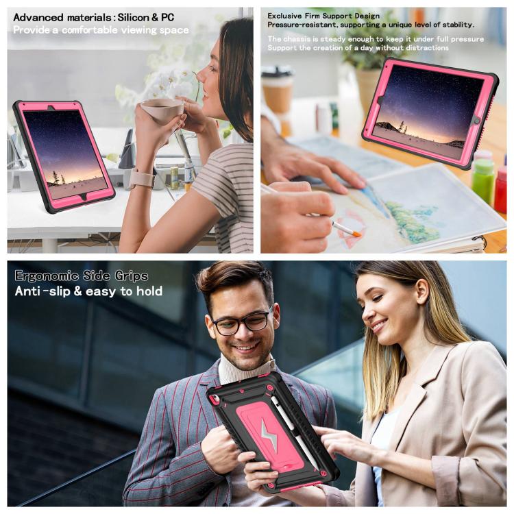 For iPad 9.7 2018 / Air / Air 2 Armor Bolt Shape Holder Silicone Hybrid PC Tablet Case