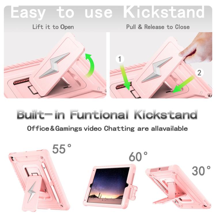 For iPad 9.7 2018 / Air / Air 2 Armor Bolt Shape Holder Silicone Hybrid PC Tablet Case