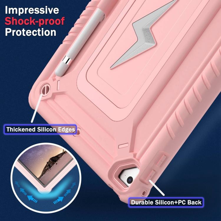 For iPad 9.7 2018 / Air / Air 2 Armor Bolt Shape Holder Silicone Hybrid PC Tablet Case