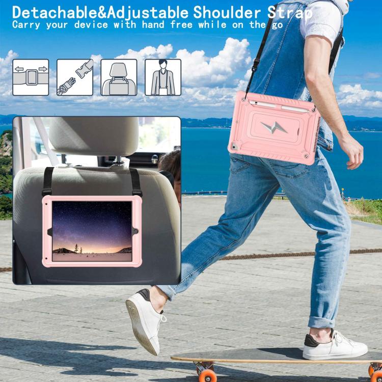 For iPad 9.7 2018 / Air / Air 2 Armor Bolt Shape Holder Silicone Hybrid PC Tablet Case