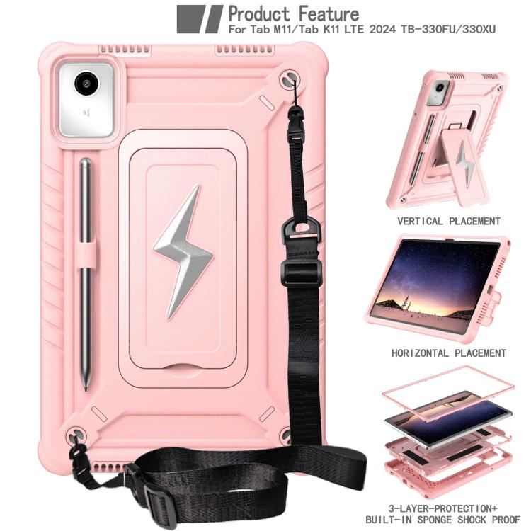 For Lenovo Tab M11 / Xiaoxin Pad 11 2024 Armor Bolt Shape Holder Silicone Hybrid PC Tablet Case