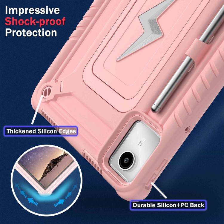 For Lenovo Tab M11 / Xiaoxin Pad 11 2024 Armor Bolt Shape Holder Silicone Hybrid PC Tablet Case