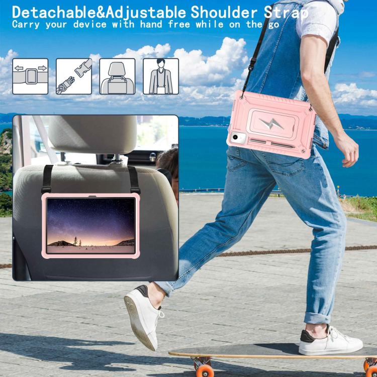 For Lenovo Tab M11 / Xiaoxin Pad 11 2024 Armor Bolt Shape Holder Silicone Hybrid PC Tablet Case