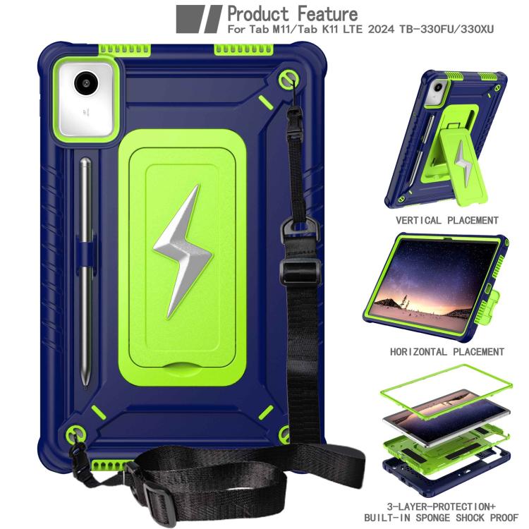 For Lenovo Tab M11 / Xiaoxin Pad 11 2024 Armor Bolt Shape Holder Silicone Hybrid PC Tablet Case