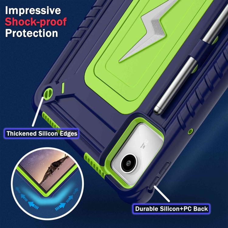 For Lenovo Tab M11 / Xiaoxin Pad 11 2024 Armor Bolt Shape Holder Silicone Hybrid PC Tablet Case