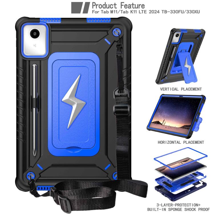 For Lenovo Tab M11 / Xiaoxin Pad 11 2024 Armor Bolt Shape Holder Silicone Hybrid PC Tablet Case