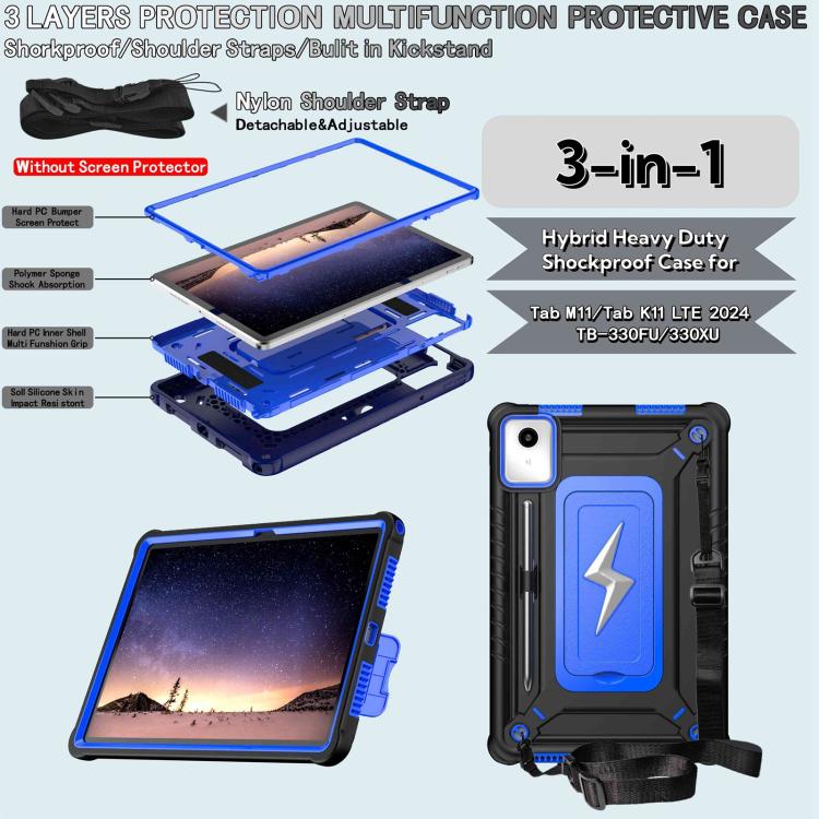 For Lenovo Tab M11 / Xiaoxin Pad 11 2024 Armor Bolt Shape Holder Silicone Hybrid PC Tablet Case