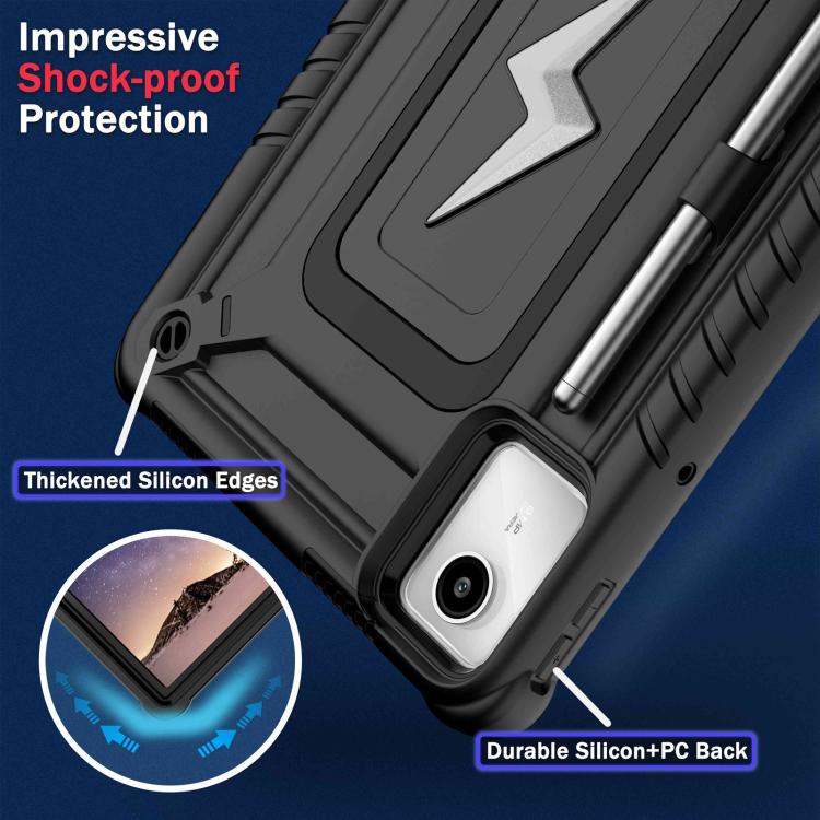 For Lenovo Tab M11 / Xiaoxin Pad 11 2024 Armor Bolt Shape Holder Silicone Hybrid PC Tablet Case