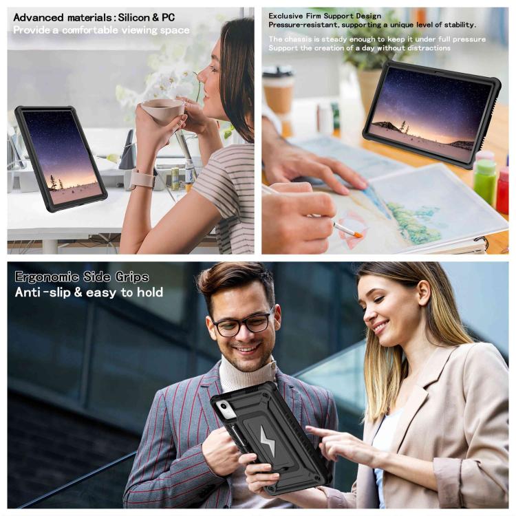 For Lenovo Tab M11 / Xiaoxin Pad 11 2024 Armor Bolt Shape Holder Silicone Hybrid PC Tablet Case