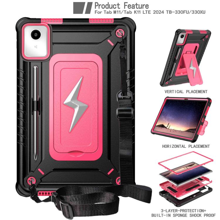 For Lenovo Tab M11 / Xiaoxin Pad 11 2024 Armor Bolt Shape Holder Silicone Hybrid PC Tablet Case
