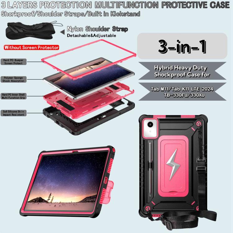 For Lenovo Tab M11 / Xiaoxin Pad 11 2024 Armor Bolt Shape Holder Silicone Hybrid PC Tablet Case