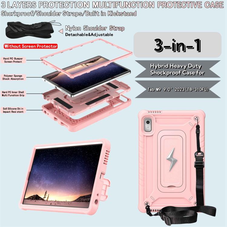 For Lenovo Tab M9 2023 Armor Bolt Shape Holder Silicone Hybrid PC Tablet Case