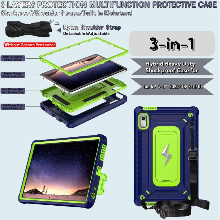 For Lenovo Tab M9 2023 Armor Bolt Shape Holder Silicone Hybrid PC Tablet Case