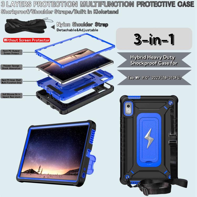 For Lenovo Tab M9 2023 Armor Bolt Shape Holder Silicone Hybrid PC Tablet Case