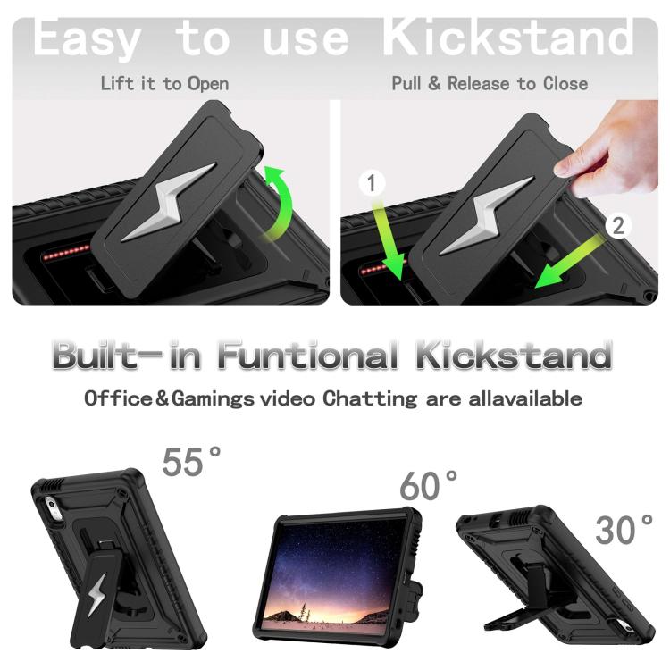 For Lenovo Tab M9 2023 Armor Bolt Shape Holder Silicone Hybrid PC Tablet Case