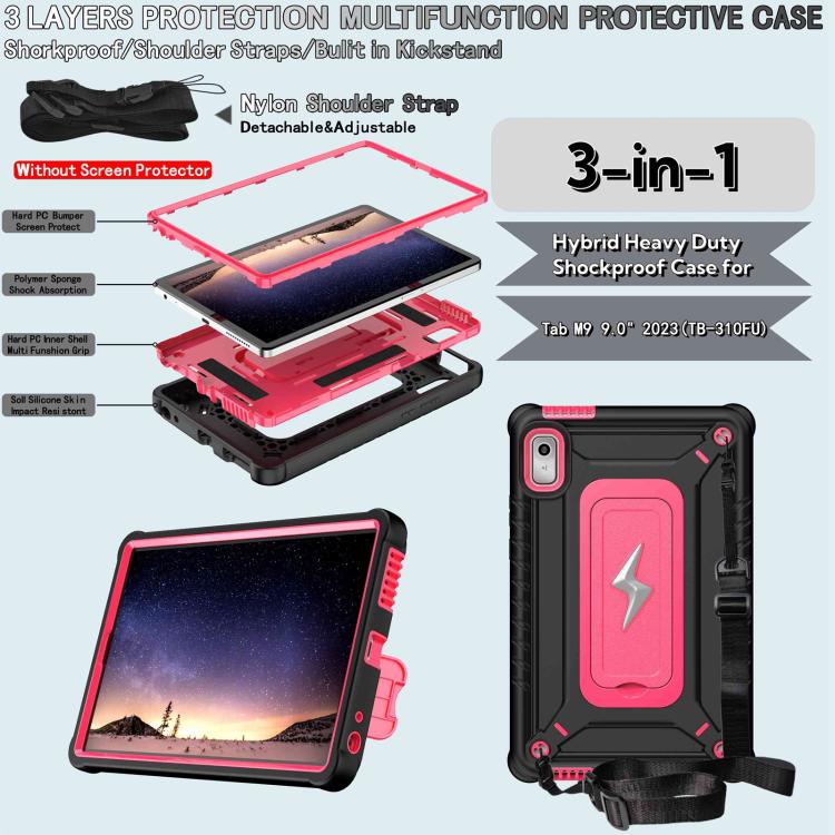 For Lenovo Tab M9 2023 Armor Bolt Shape Holder Silicone Hybrid PC Tablet Case