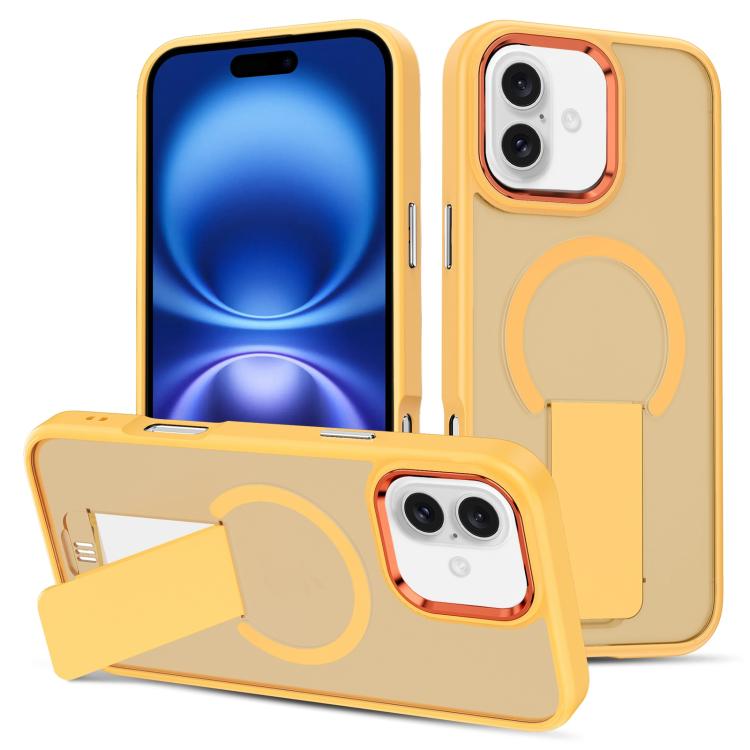 For iPhone 16 Plus Skin Feel Invisible Kickstand MagSafe Phone Case