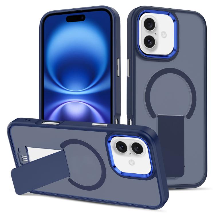 For iPhone 16 Plus Skin Feel Invisible Kickstand MagSafe Phone Case