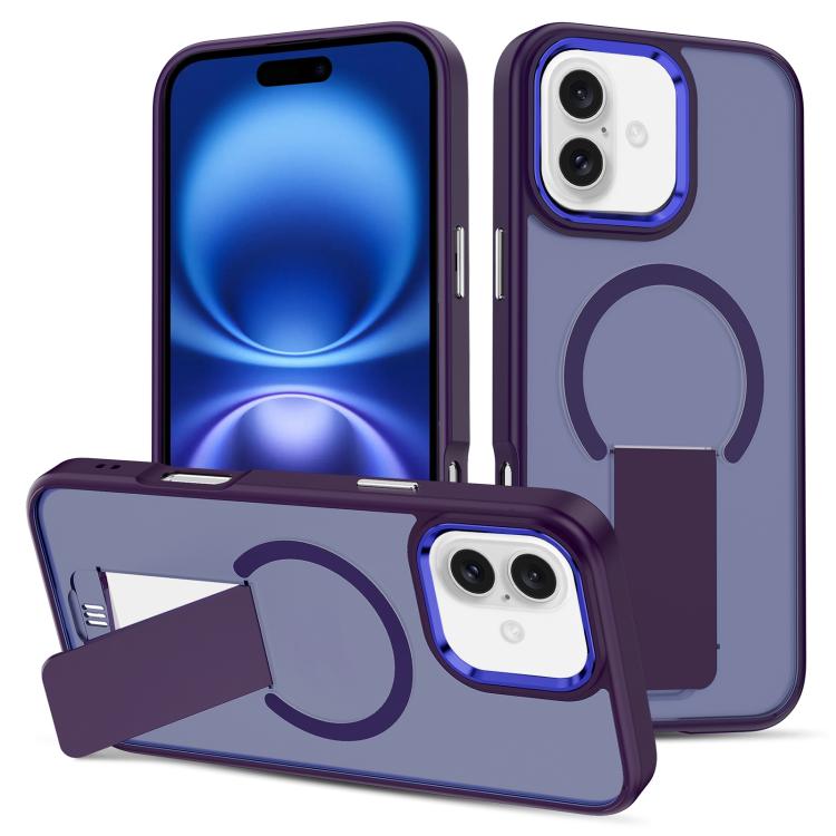 For iPhone 16 Skin Feel Invisible Kickstand MagSafe Phone Case