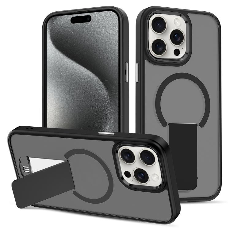 For iPhone 15 Pro Max Skin Feel Invisible Kickstand MagSafe Phone Case