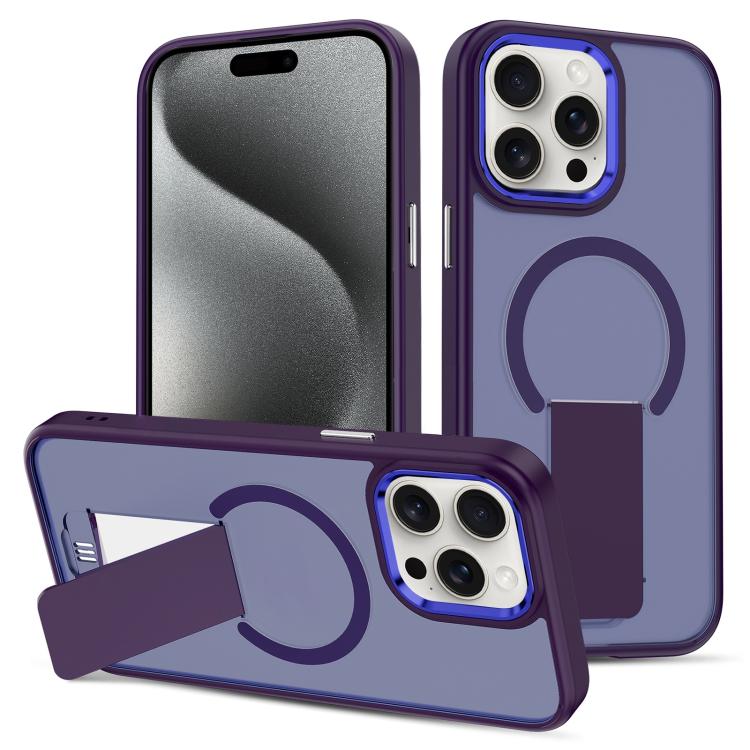 For iPhone 15 Pro Skin Feel Invisible Kickstand MagSafe Phone Case