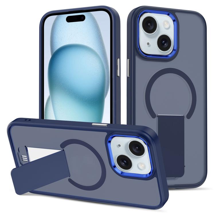 For iPhone 15 Plus Skin Feel Invisible Kickstand MagSafe Phone Case