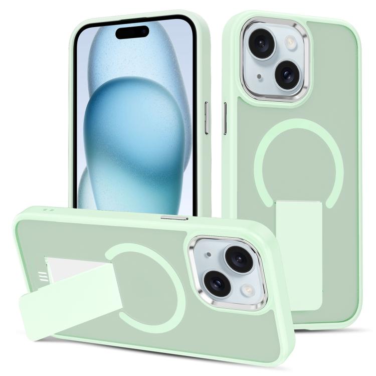 For iPhone 15 Plus Skin Feel Invisible Kickstand MagSafe Phone Case