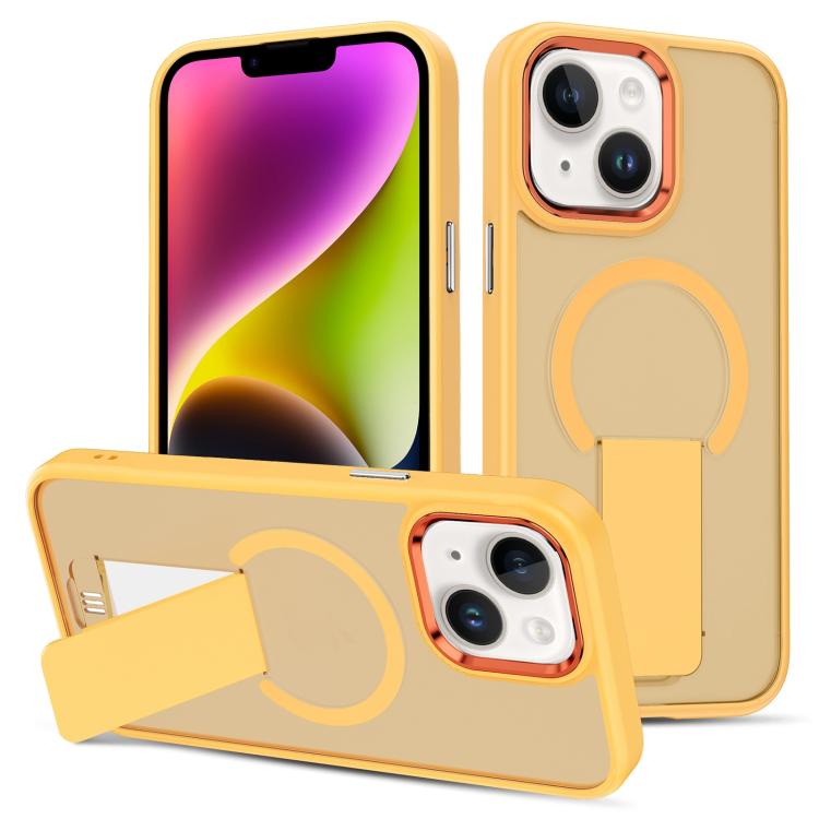 For iPhone 14 Plus Skin Feel Invisible Kickstand MagSafe Phone Case