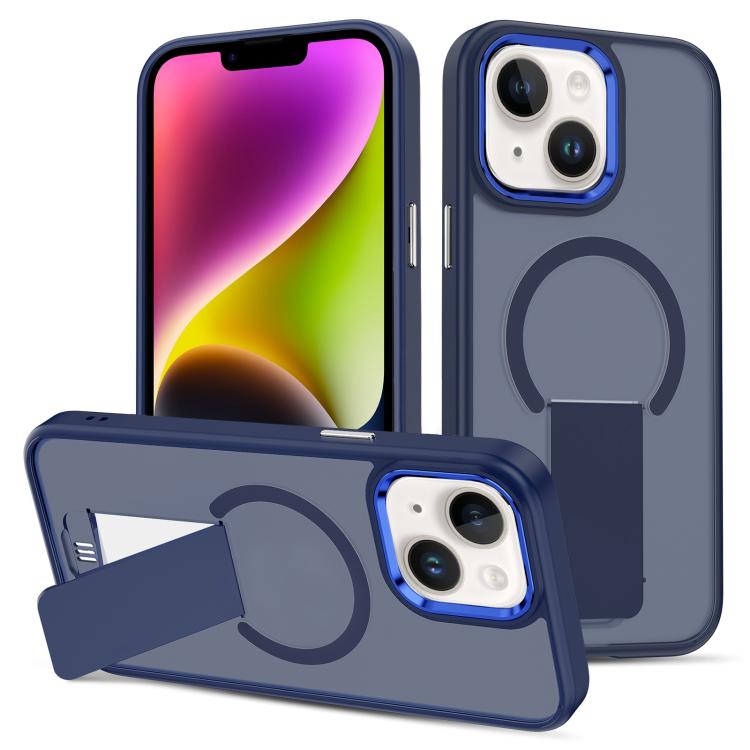 For iPhone 14 Plus Skin Feel Invisible Kickstand MagSafe Phone Case