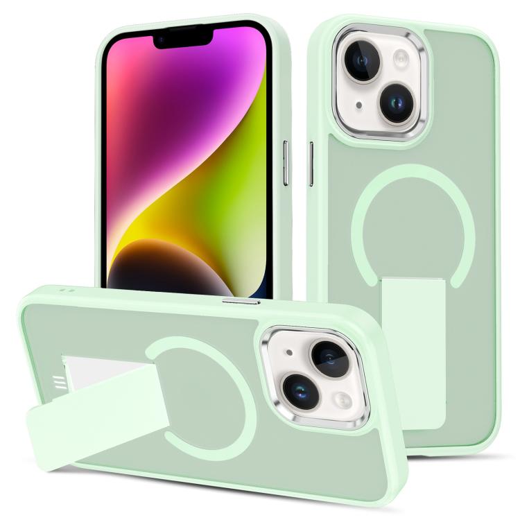For iPhone 14 Plus Skin Feel Invisible Kickstand MagSafe Phone Case