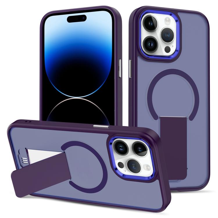 For iPhone 14 Pro Skin Feel Invisible Kickstand MagSafe Phone Case