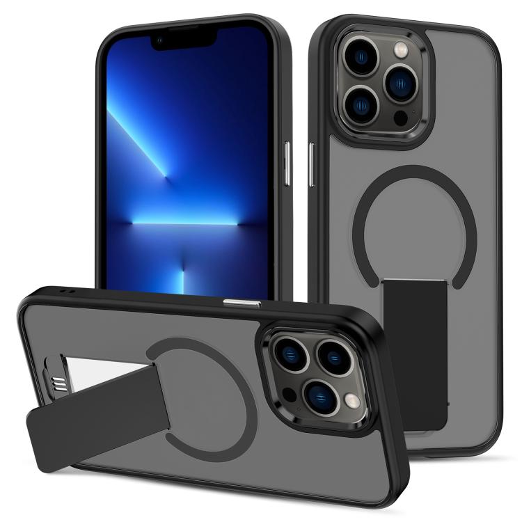 For iPhone 13 Pro Skin Feel Invisible Kickstand MagSafe Phone Case
