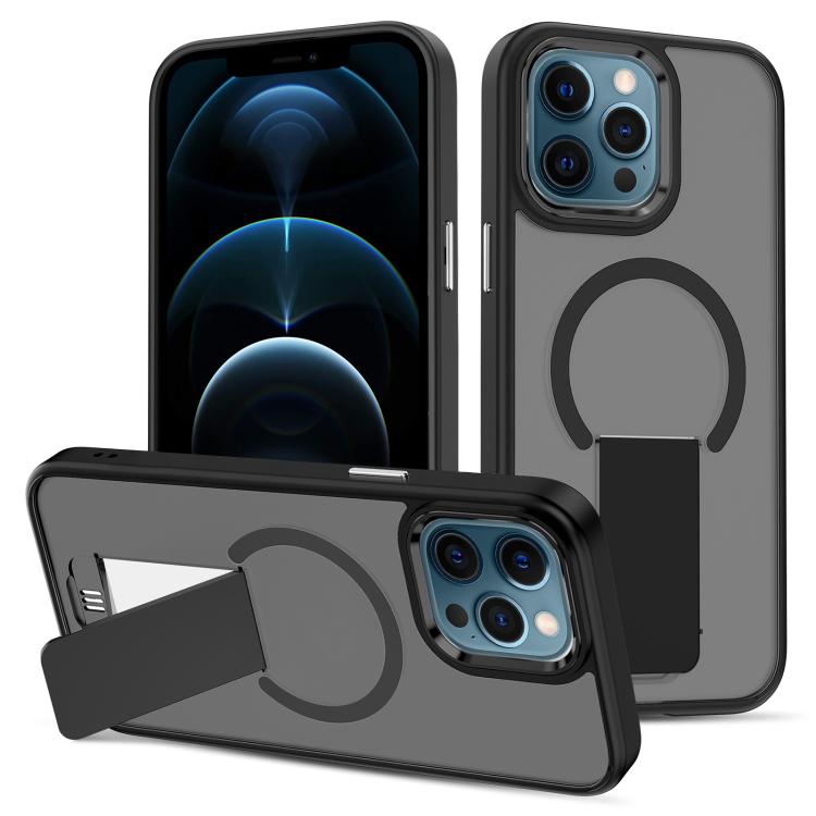 For iPhone 12 Pro Max Skin Feel Invisible Kickstand MagSafe Phone Case