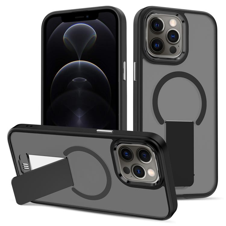 For iPhone 12 Pro Skin Feel Invisible Kickstand MagSafe Phone Case