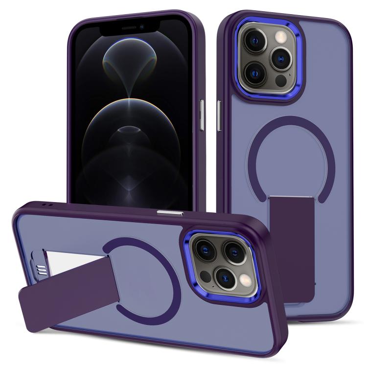 For iPhone 12 Pro Skin Feel Invisible Kickstand MagSafe Phone Case