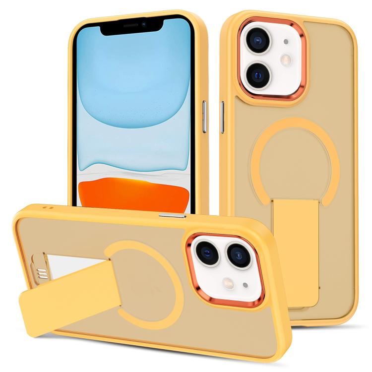 For iPhone 11 Skin Feel Invisible Kickstand MagSafe Phone Case