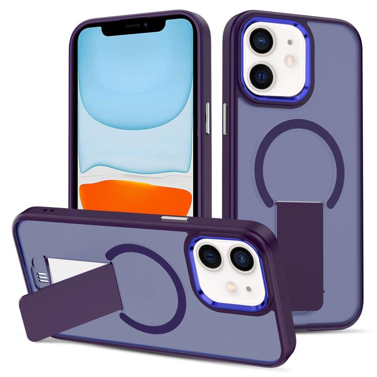 For iPhone 11 Skin Feel Invisible Kickstand MagSafe Phone Case