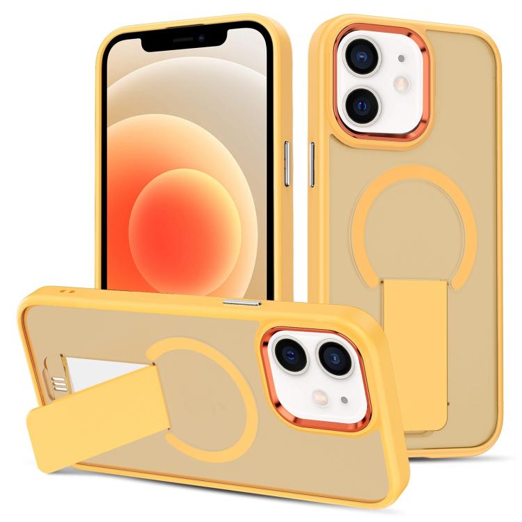 For iPhone 12 Skin Feel Invisible Kickstand MagSafe Phone Case