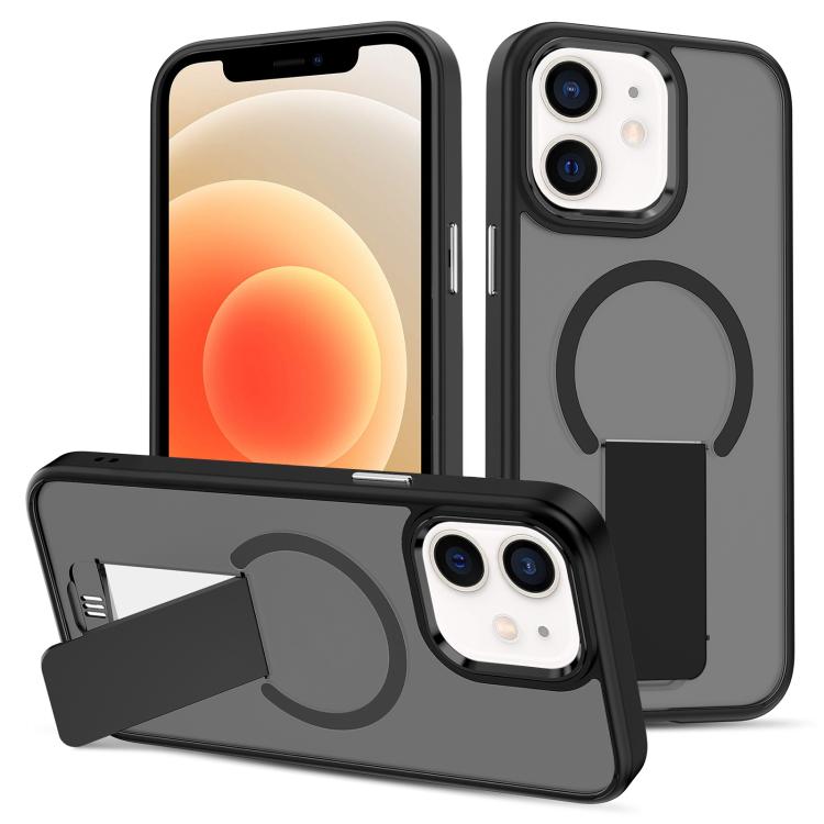 For iPhone 12 Skin Feel Invisible Kickstand MagSafe Phone Case