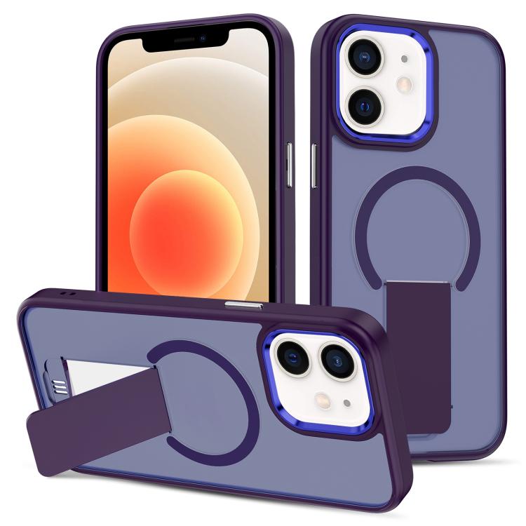 For iPhone 12 Skin Feel Invisible Kickstand MagSafe Phone Case