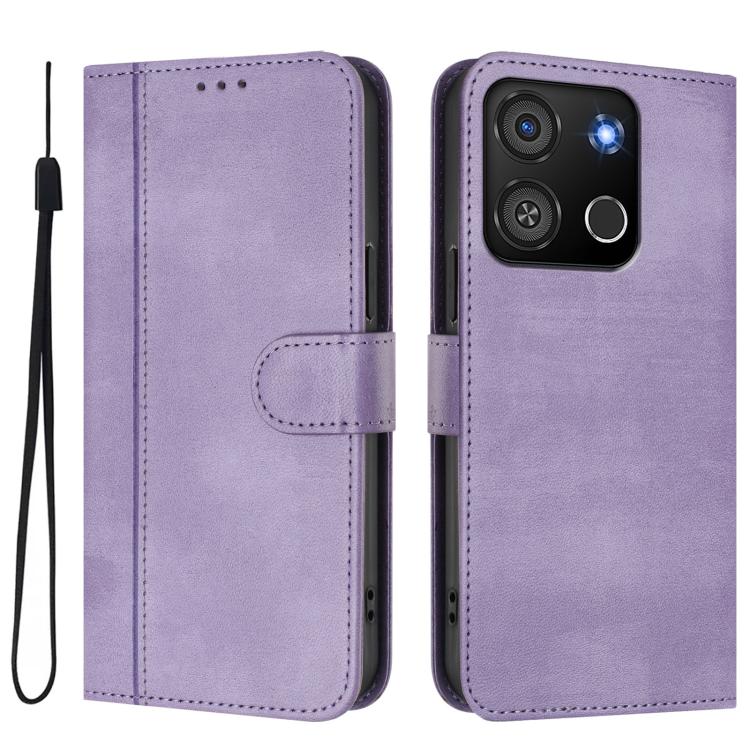 For itel A05s Line Splicing Buckle Retro Leather Phone Case