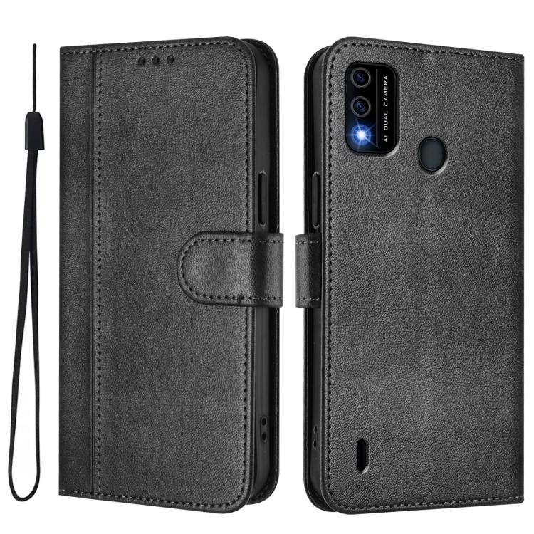 For itel A48 Line Splicing Buckle Retro Leather Phone Case