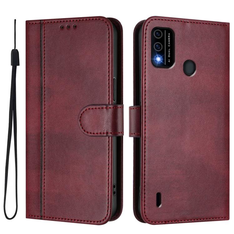 For itel A48 Line Splicing Buckle Retro Leather Phone Case