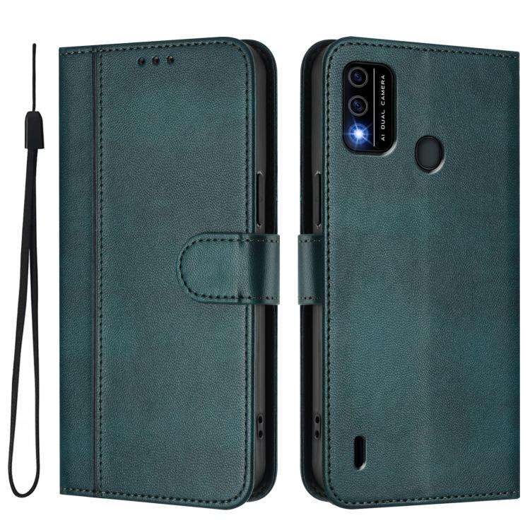 For itel A48 Line Splicing Buckle Retro Leather Phone Case