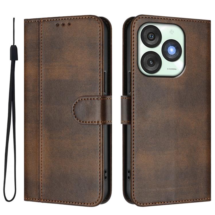 For itel A50 Line Splicing Buckle Retro Leather Phone Case