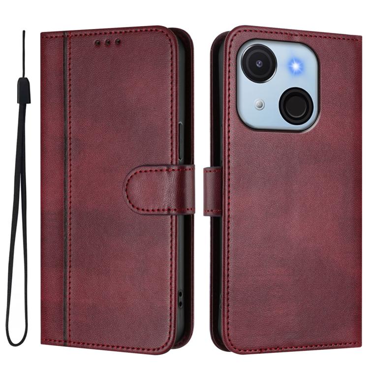 For itel A50C Line Splicing Buckle Retro Leather Phone Case